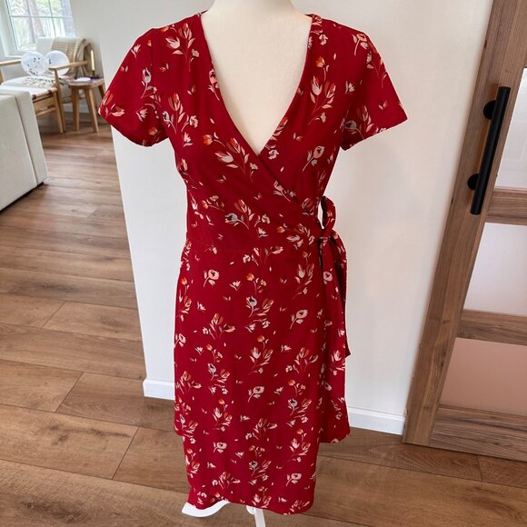 Kosan | Go Travel Dress Womens Small Red Floral Convertible Wrap Pockets Stretch - Picture 5 of 12